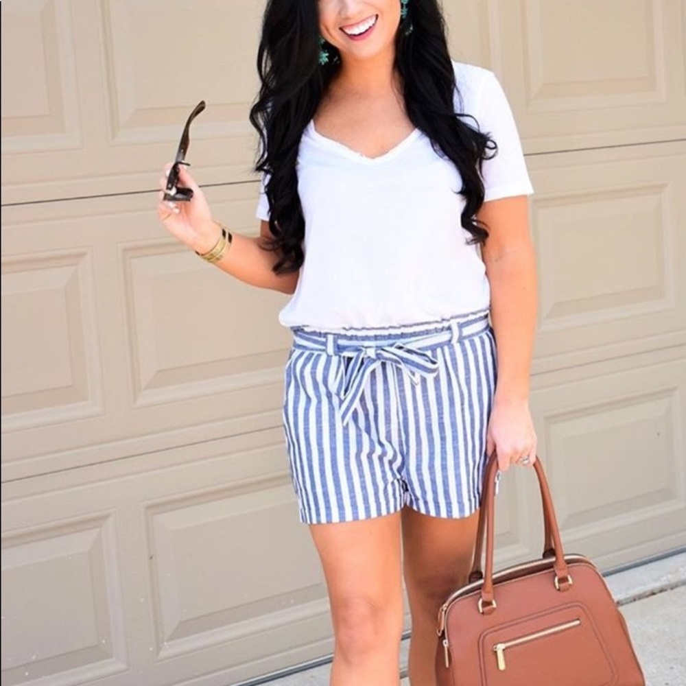Striped paper bag shorts